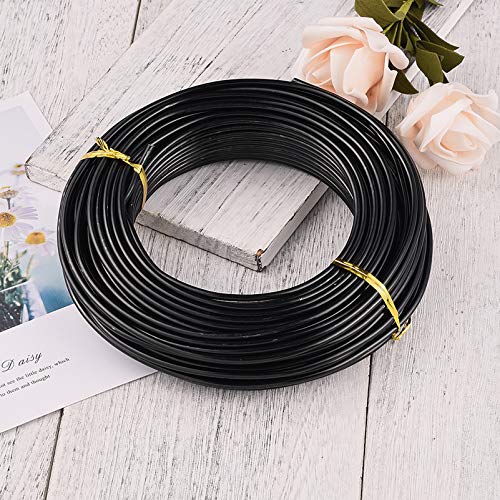 82 Feet 9 Gauge Aluminum Wire Black Bendable Metal Craft Wire for Beading Jewelry Craft Making - color: Round-Black, size: 3mm