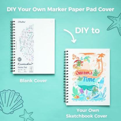 Ohuhu 7"x10" Double-Sided Bleedproof Marker Pad Art Sketchbook 60 Sheets - size: 7" x 10”
