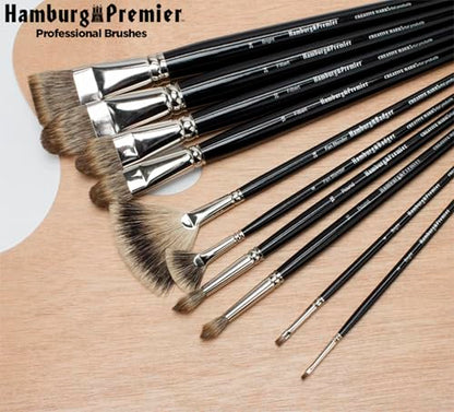 Creative Mark Hamburg Premiere Professional Oil Painting Brushes - Large Asst Set of 4 Handmade Oil Paint Brushes w/ #24 Filbert - Natural & Synthetic Blend, Long Triple-Lacquered Birch Handle - size: Large - Set of 5