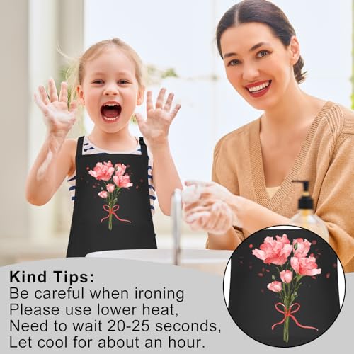10 Pack Kids Apron Adjustable Children Apron with 2 Pockets Children Chef Painting Aprons for Cooking Baking Painting Crafts Making (Black) - color: Black