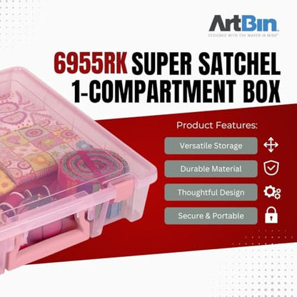 ArtBin 6955RK Super Satchel 1-Compartment Box, Art & Craft Organizer, 1-Pack, Translucent Blush - color: Blush, size: 1 Pack