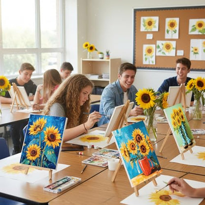 Sherr 24 Pcs Pre Drawn Canvas for Painting Adult Pre Printed Canvas Bulk Sip and Paint Kit Stretched Panels Paint Set for Theme Valentine Painting Night Party Favor (Sunflower,8 x 10 Inch) - size: 8 x 10 Inch, style: Sunflower
