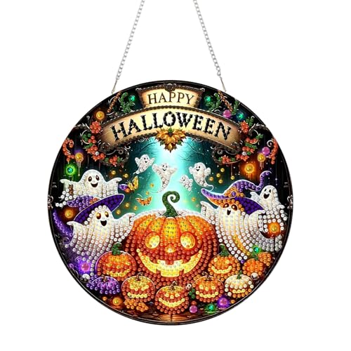 RYMILIE Halloween Diamond Art Kits for Adults Ghost Pumpkin 8x8inch - color: DP04131