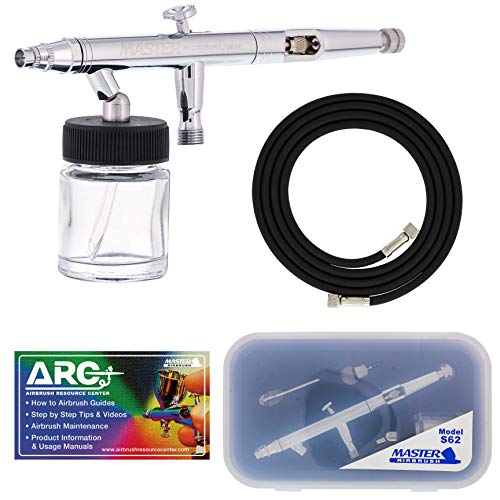 Master Airbrush S62 Dual-Action Siphon Feed Airbrush Gun, 0.5mm Needle, 3/4 oz Bottle, Includes 6-Foot Braided Hose - Air Brush Guns for Painting and Aerografo Artwork - size: 0.5mm