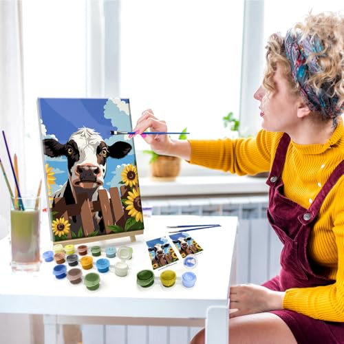JOOZ 5D Cow Paint by Numbers Kit for Adults with Frame 8x12 Inch - color: Cow 073