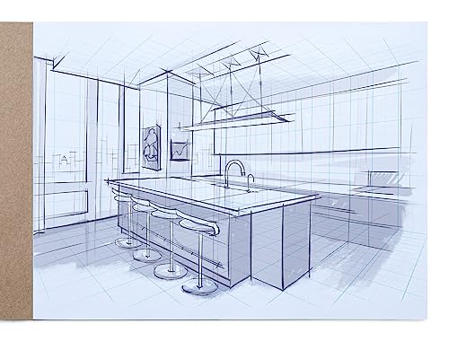 Koala Tools - 40-Page Drawing Pad for 2-Point Perspective, Room Grid Sketch Pad with 3D Virtual Walls Design, Gridded Graph Paper for Interior Room Design, Industrial, Architectural 9 x 12 inches - size: 2 Point Room - 9 x 12