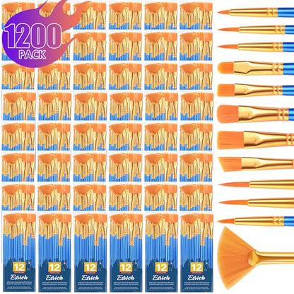 ESRICH Paint Brushes Set, 100Pack 1200pcs Paint Brush for Acrylic Painting - size: 1200p