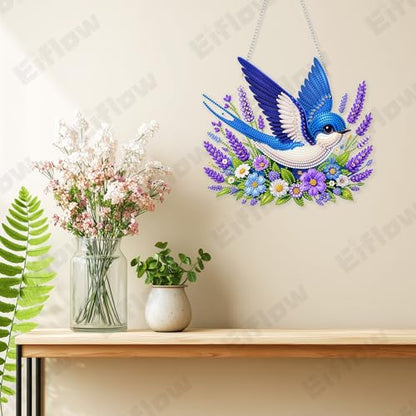 Eiflow Acrylic Diamond Art Hanging Kit for Adults, DIY Diamonds Painting Door Hanger Board Kit, Special Crystal Diamond Art Painting Pendant Ornament (Blue Bird) - color: Blue Bird