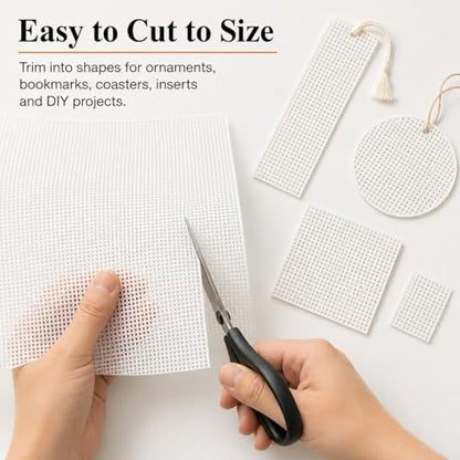 YOUNTHYE 12 Pack 14 Count Plastic Canvas Sheets, 8.2 x 11 Inch White Plastic Mesh Canvas for Needlepoint, Cross Stitch, Embroidery, Acrylic Yarn Crafts, Crochet Projects and DIY Decorations - size: 14count