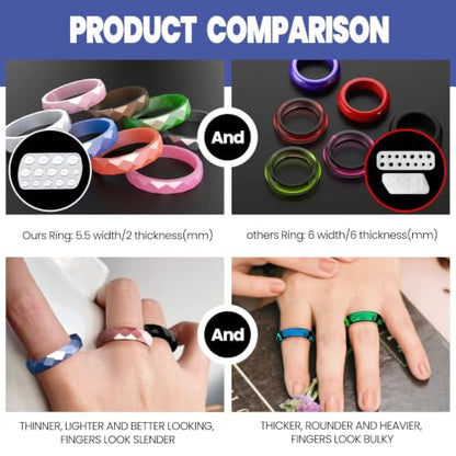 CCVOCION Silicone Epoxy Resin Ring Molds,14 Sizes(4-17) with Size Markers,5.5mm Width 2mm Thickness,for Women Rings Earrings Pendants DIY Christmas Craft Gifts
