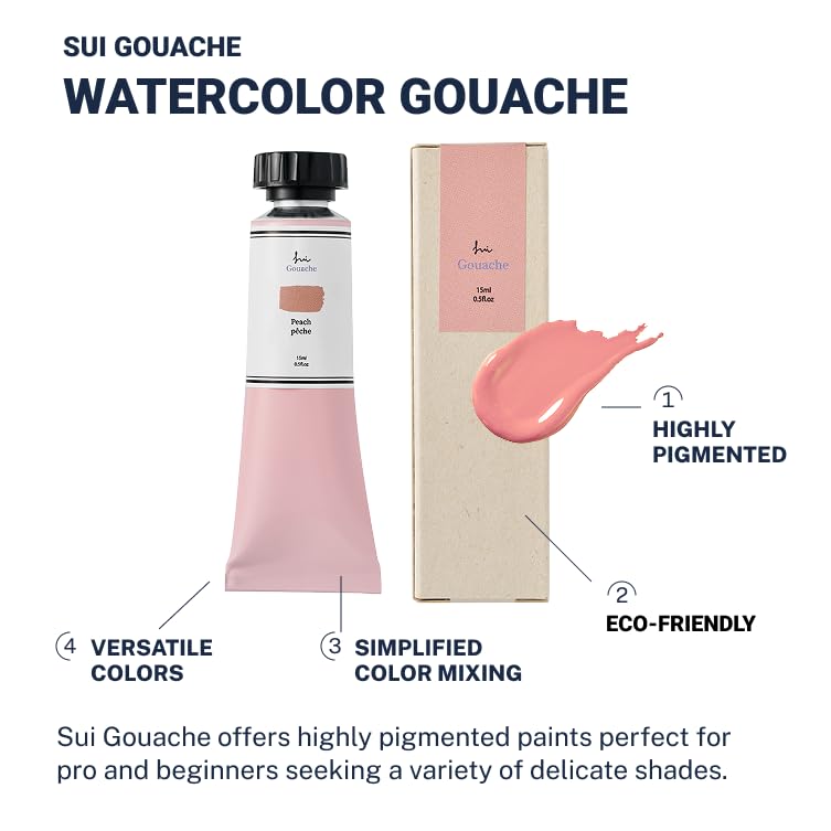 Paint Set(15ml/2Tubes) - Watercolor Gouache | Pastel Rose,Blush | Easy Mixing |Watercolor Paints for Beginners, Artists, Acuarelas - color: Pompadour Pink, Peach