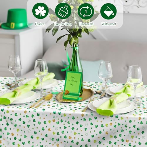 Kochorie 2 Packs St. Patrick’s Day Plastic Shamrock Tablecloth 54" x 108" Waterproof Clover Table Cover for St. Patrick’s Day Party Disposable Table Cloth for Indoor Outdoor Decorations - style: St. Patrick’s Day