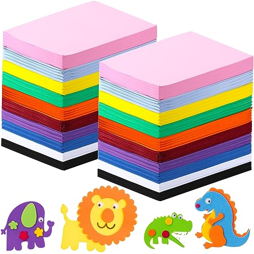 Ctosree 400 Pcs Pack Foam Sheets Crafts 8.5 x 5.5 Inch EVA Foam Paper Assorted Colors Thick Handcraft Sheets for DIY Craft Projects Classroom Scrapbooking (Classic Color) - color: Classic Color