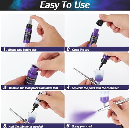 FansArriche Airbrush Paint, 59 Colors with 7 Thinners, 20 ml/Bottle | Acrylic Air Brush Painting Set, Ready to Spray Water-Based Opaque & Neon & Iridescent Airbrush Kit for Artists - color: 59 Colors with 7 Thinnners