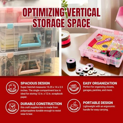 ArtBin 6955RK Super Satchel 1-Compartment Box, Art & Craft Organizer, 1-Pack, Translucent Blush - color: Blush, size: 1 Pack