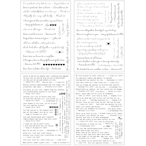 Bible Verses Planner Stickers – 4 Sheets of Love Quotes, Retro Typewriter & Hand Lettering Styles, Inspirational Christian Stickers for Journaling, Scrapbooking, Bible Study, and Crafts - style: Bible verses about love