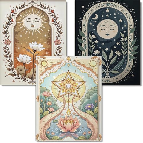 3 Pack Tarot Diamond Art Kits for Adults Diamond Painting Kits for Aduls | 5D Diamond Dots Gem Art Crafts with Tools, Round Full Drill Crafts for Home Wall Decor-12x16inch - color: DP02822
