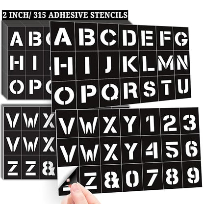 2 Inch Letter Stencils Numbers Templates 315 Adhesive Stencils for Painting, Glass Etching & Wood Burning Sticker Stencil Letters Numbers for DIY Crafts, Fabric, Mailbox, Art Projects, etc (CleaStik) - style: 2 inch CLEASTIK
