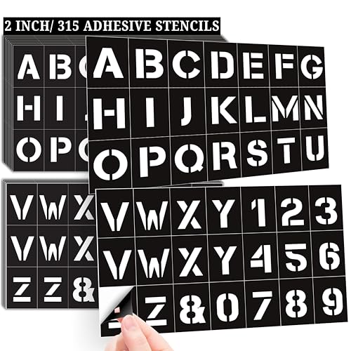 2 Inch Letter Stencils Numbers Templates 315 Adhesive Stencils for Painting, Glass Etching & Wood Burning Sticker Stencil Letters Numbers for DIY Crafts, Fabric, Mailbox, Art Projects, etc (CleaStik) - style: 2 inch CLEASTIK