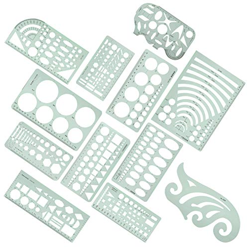 Drawing Tools, Geometric Stencils Drawing Stencils Geometric Drawing Template Multi Function Measuring Ruler 12pcs Ruler Set Curve Shaped Grading Rulers for Sewing Pattern