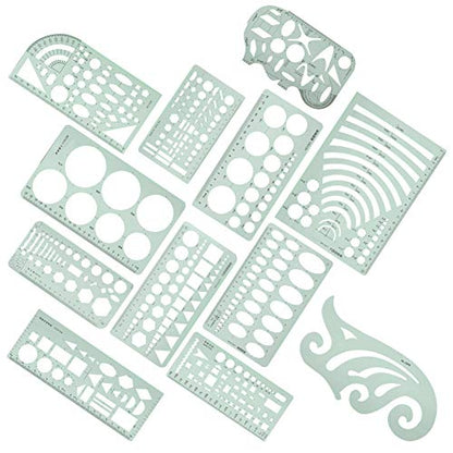 Drawing Tools, Geometric Stencils Drawing Stencils Geometric Drawing Template Multi Function Measuring Ruler 12pcs Ruler Set Curve Shaped Grading Rulers for Sewing Pattern