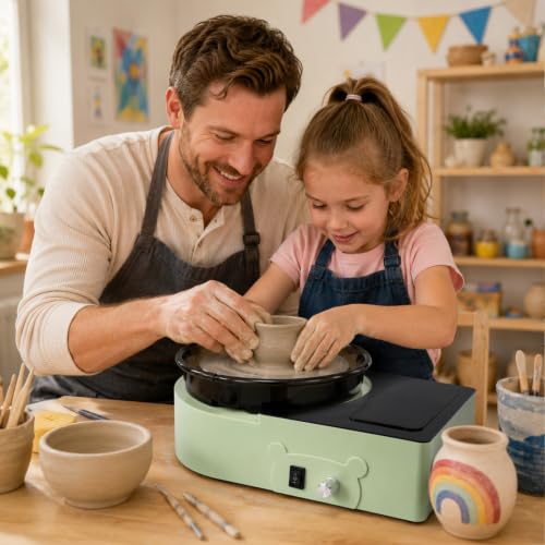 Pottery Wheel Machine with Foot Pedal, 6" Turntable Two-Way Rotation Clay Wheel，Electric Ceramic Forming Machine with Detachable Basin,DIY Clay Potter's Wheel Kit for Kids and Beginners Adults at Home