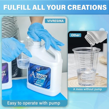 Vivresina Epoxy Resin Kit 1 Gallon, Resina Epoxica with Pump for Crafts - size: 1 GALLON