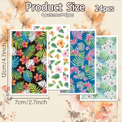 OLYCRAFT Plants Clay Transfer Paper 4 Designs 24pcs Polymer Clay Transfer Sheets for Jewelry Making - style: Tropical Flower