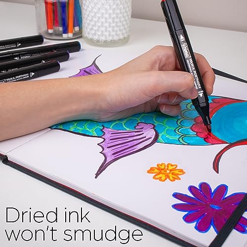 W.A. Portman A4 Bleedproof Marker Paper Sketchbook & 30-Piece Dual-Tipped Chisel & Fine Point Alcohol Markers - 60 Sheets of 157 GSM Paper - Alcohol Marker Set