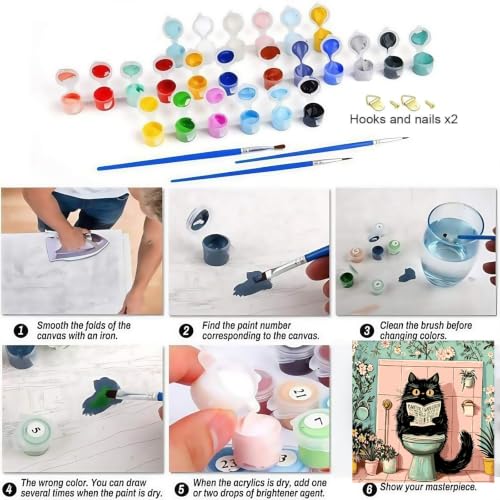 BYGFHLYW Funny Black Cat Paint by Numbers Kit for Adults Beginners - color: PB504-1