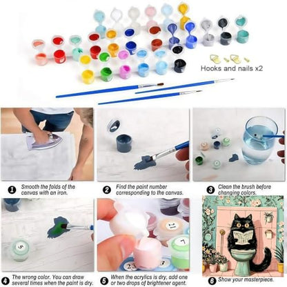 BYGFHLYW Funny Black Cat Paint by Numbers Kit for Adults Beginners - color: PB504-1