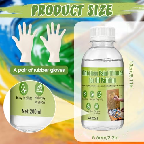 200ML Odorless Mineral Spirits, Dilute Oil Paints and Clean Brushes | Mineral Spirits Paint Thinner Highly Dilutable Quick-Drying and Powerfully Cleaning - color: transparent