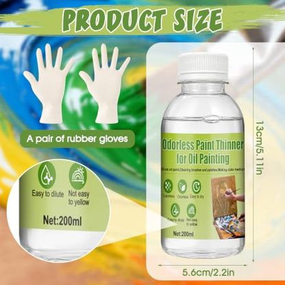 200ML Odorless Mineral Spirits, Dilute Oil Paints and Clean Brushes | Mineral Spirits Paint Thinner Highly Dilutable Quick-Drying and Powerfully Cleaning - color: transparent