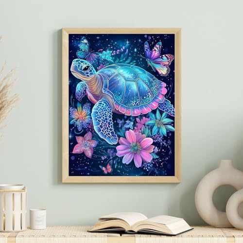 Yanfairy Turtle Diamond Art Painting Kits for Adults, Full Drill Diamond Dots Paintings for Beginners, Round 5D Paint with Diamonds Pictures Gem Art Painting Kits DIY Crafts Kits 12x16inch - color: Turtle