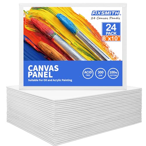 Canvas Boards for Painting 8x10 Inch, Super Value 24 Pack Paint Canvases, White Blank Canvas Panels, 100% Cotton Primed, Painting Art Supplies - size: 8"×10"