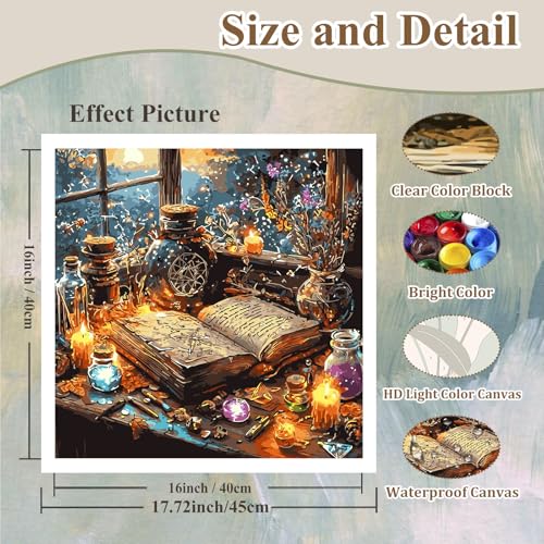 Paint by Numbers Kit for Adults Books, Paint by Number for Adults 16x20Inch - color: Magic Book (16x16 in)