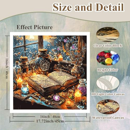 Paint by Numbers Kit for Adults Books, Paint by Number for Adults 16x20Inch - color: Magic Book (16x16 in)