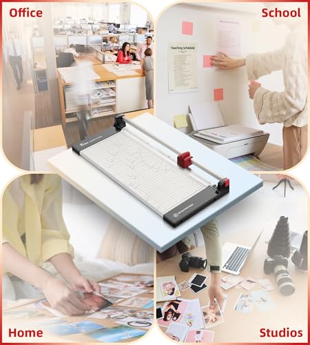 Firbon 15 Inch Rotary Paper Trimmer with Replaceable Blade | Heavy Duty 10-Sheet Capacity | Up to 15" Cutting | Cut Cardstock, Photo & Scrapbooking Crafts | Office, School & Home Use - size: 15-Inch