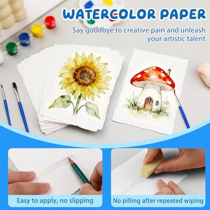 Lunarm Watercolor Paper 50 Sheets, Water Color Paper Cards 4 x 6 inch Bulk - size: 50pcs