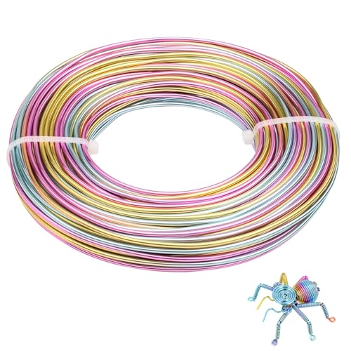 12 Gauge Aluminum Craft Wire for Jewelry Making, 32.8FT Bendable Metal Wirefor Bonsai Armature(Gradient Color) - color: Gradient Color