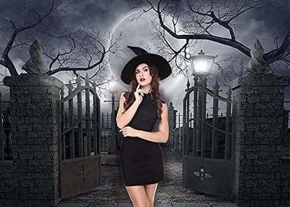 Halloween Night Full Moon Backdrop Gloomy Woods Graveyard Photography Background Horrible Cemetery Spooky Party Banner Halloween Party Decoration Photo Booth Props 10X8FT TP17H - size: 10X8FT