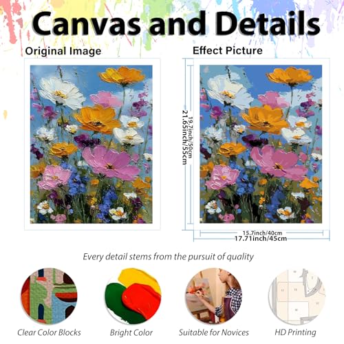 Paint by Numbers Kit for Adults, Adult Paint by Number Kits 16x20 Inch - color: Wildflowers