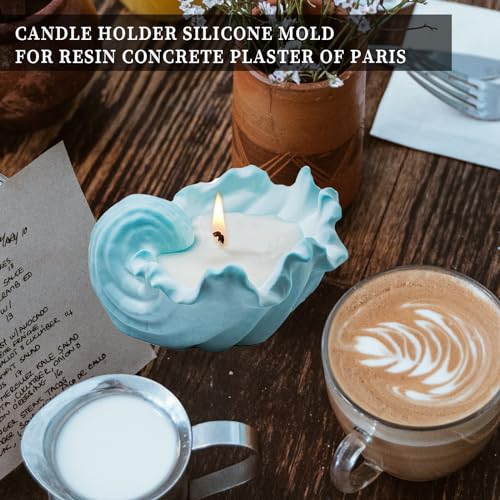 Wehous Unique Holder Resin Molds Silicone, Wave Shell Tray Silicone Mold, Bowl Epoxy Resin Casting Mold for DIY Jewelry Plate Candle Holder Candy Container Storage Craft Gift - color: Wave Shell Tray