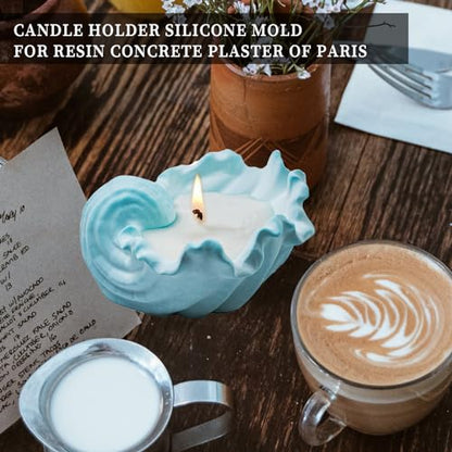 Wehous Unique Holder Resin Molds Silicone, Wave Shell Tray Silicone Mold, Bowl Epoxy Resin Casting Mold for DIY Jewelry Plate Candle Holder Candy Container Storage Craft Gift - color: Wave Shell Tray