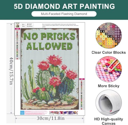 Cactus Diamond Art Kits for Adults, Diamond Painting Kits for Beginners - color: Cactus