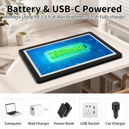 LEACUBER Rechargeable A4 Light Pad with Stand & Bag, Super Bright Magnetic Tracing Light Box with Side Buttons, Diamond Art Light Board for Diamond Painting, LED Light Table for Sketching, Drawing - size: A4 with Carry Bag
