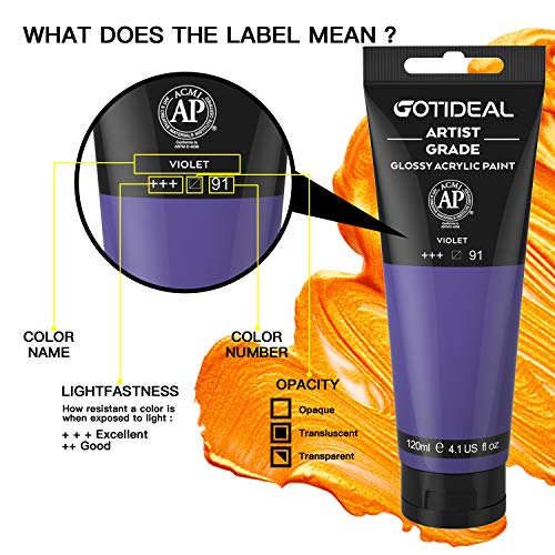 GOTIDEAL Acrylic Paint Violet Tubes(120ml, 4.1 oz) - color: Violet, style: Regular