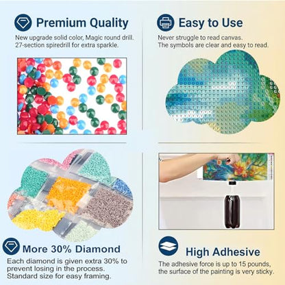 HvasJing Link Diamond Painting Kit for Adults, Flower Fairy Diamond Art Kit