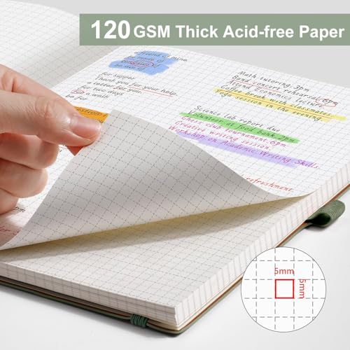 AHGXG Graph Paper Notebook, 120 GSM Paper, 96 Pages, B5 (7.6'' X 10'') - color: Sage Green, style: B5-Grid-120G