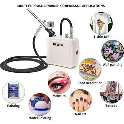 MEEDEN Airbrush Kit with Air Compressor: Dual Action Airbrush, 0.5mm, White - color: White, size: Single